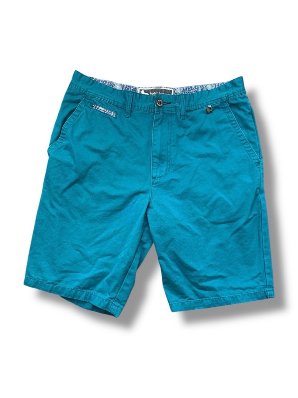Modern Amusement Parker Turquoise Blue Cotton Chino Shorts Men’s Size 34 Preppy